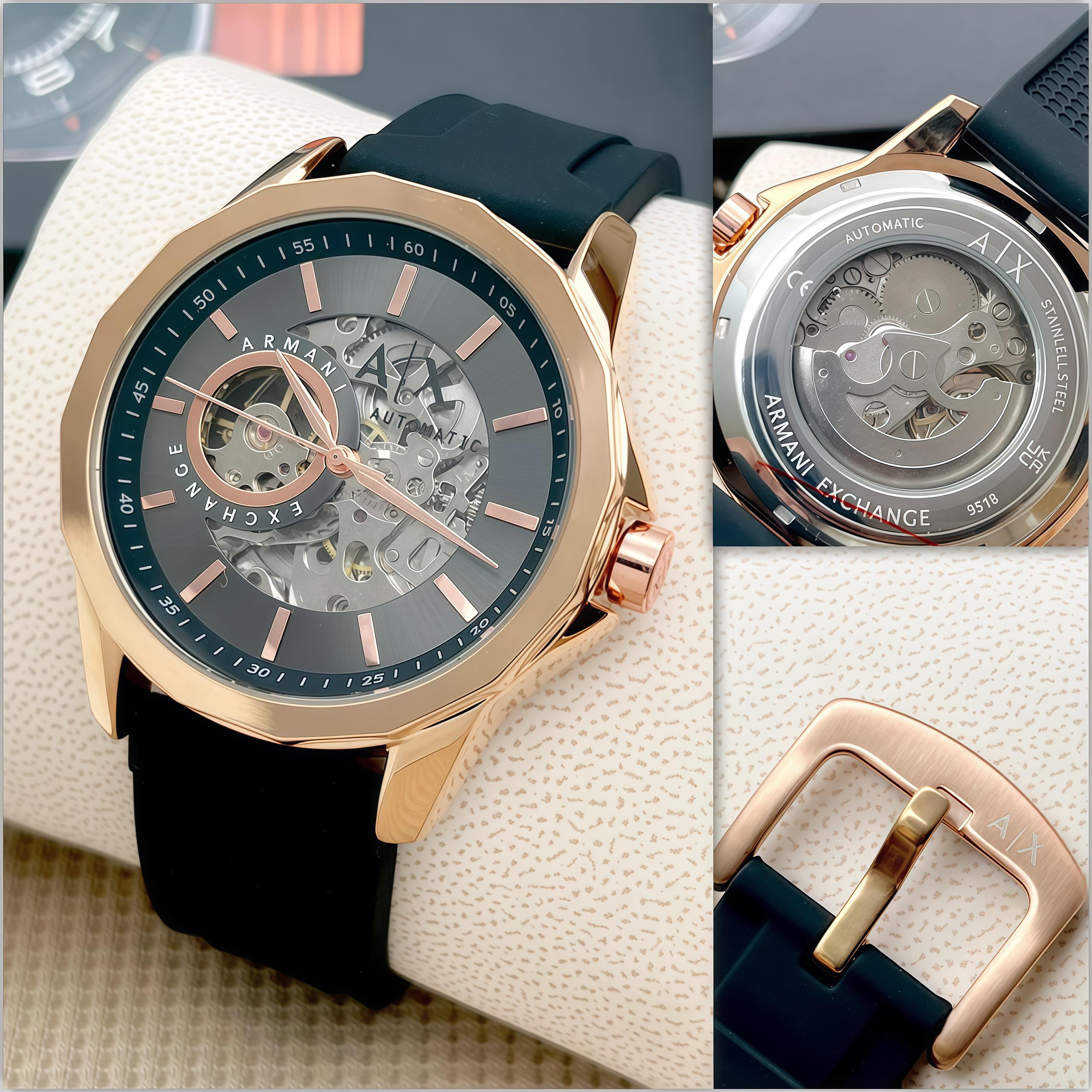 Armaani Exchance AX Modern Automatic Silicone Strap Men’s Watch - Image 5