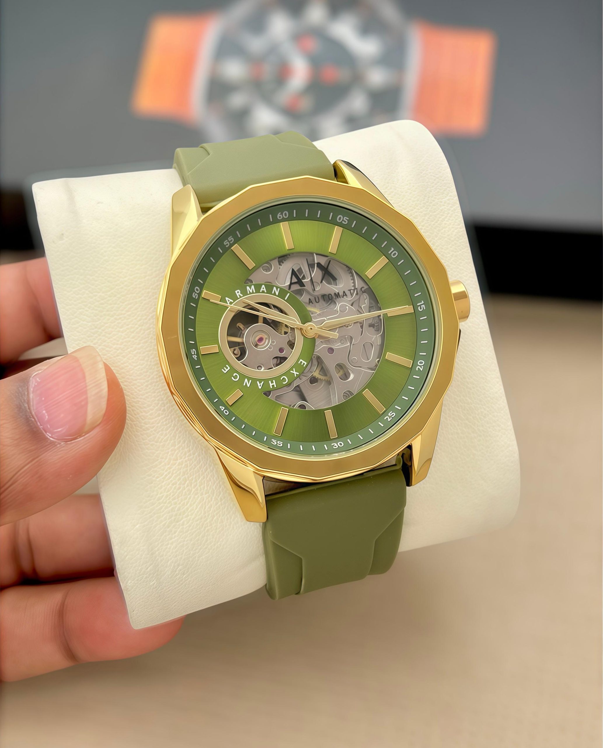 Armaani Exchance AX Modern Automatic Silicone Strap Men’s Watch