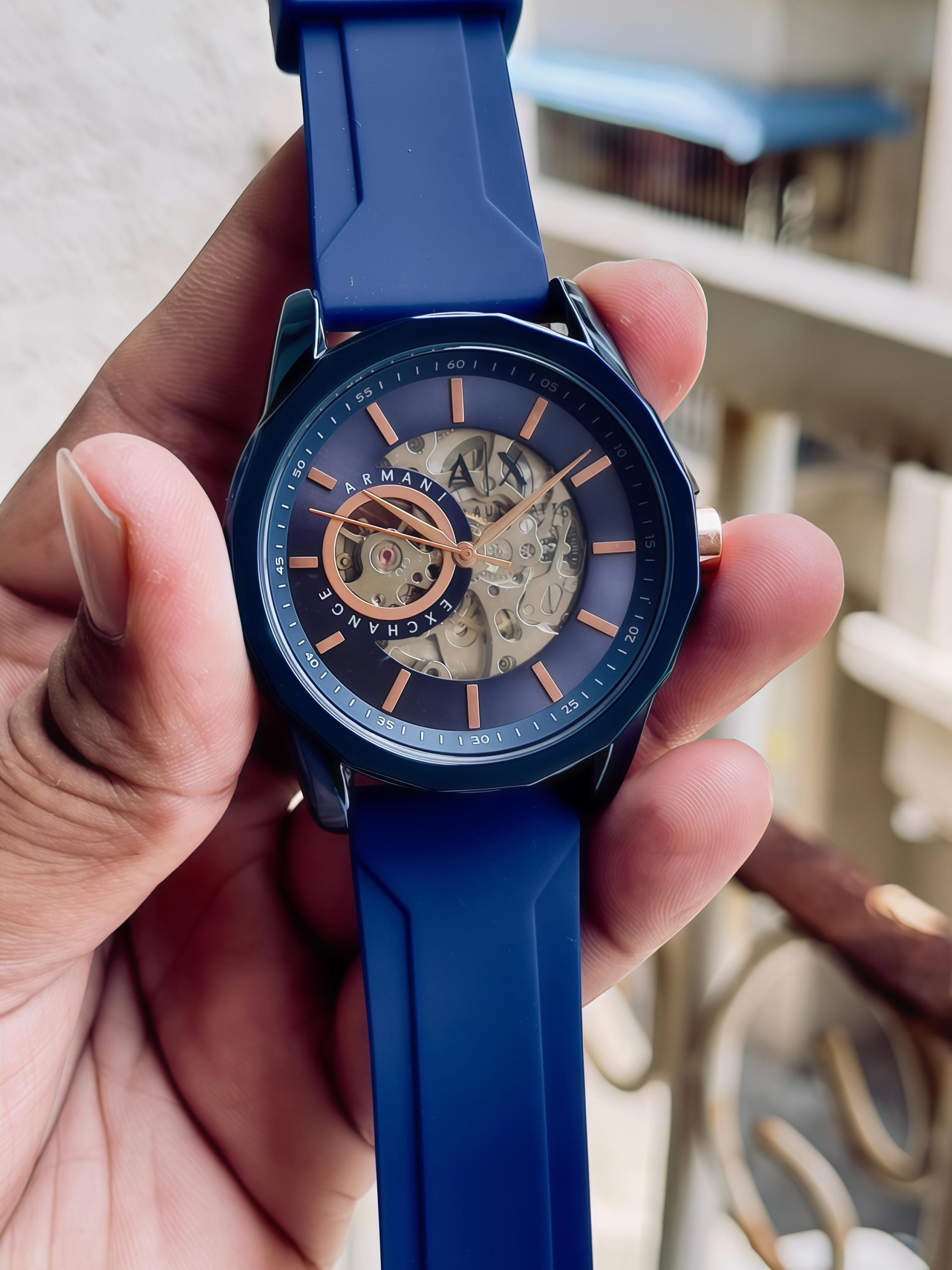 Armaani Exchance AX Modern Automatic Silicone Strap Men’s Watch - Image 3
