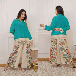 Arivells Rutaba A-Cut Rayon Top & Cotton Flex Palazzo 3-Piece Set