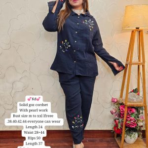 Kd Pearl Elegance Solid Goz Co-ord Set