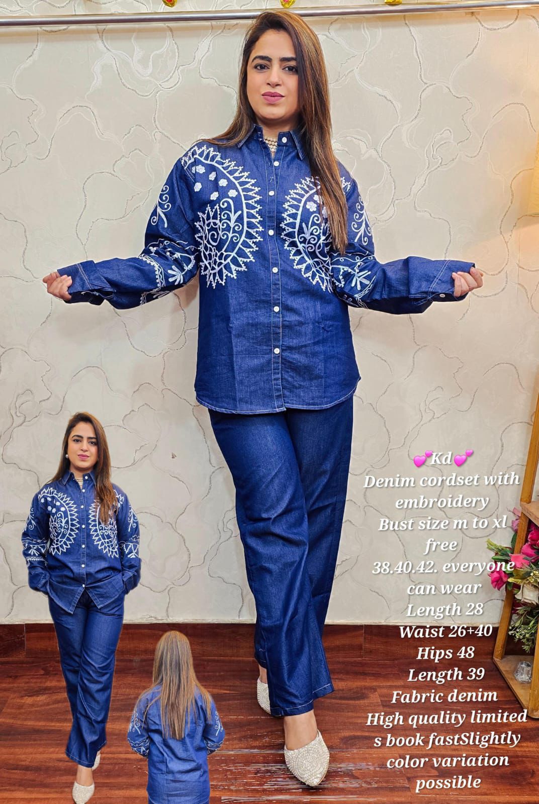 Denim Embroidered Chic Co-ord Set - Image 2