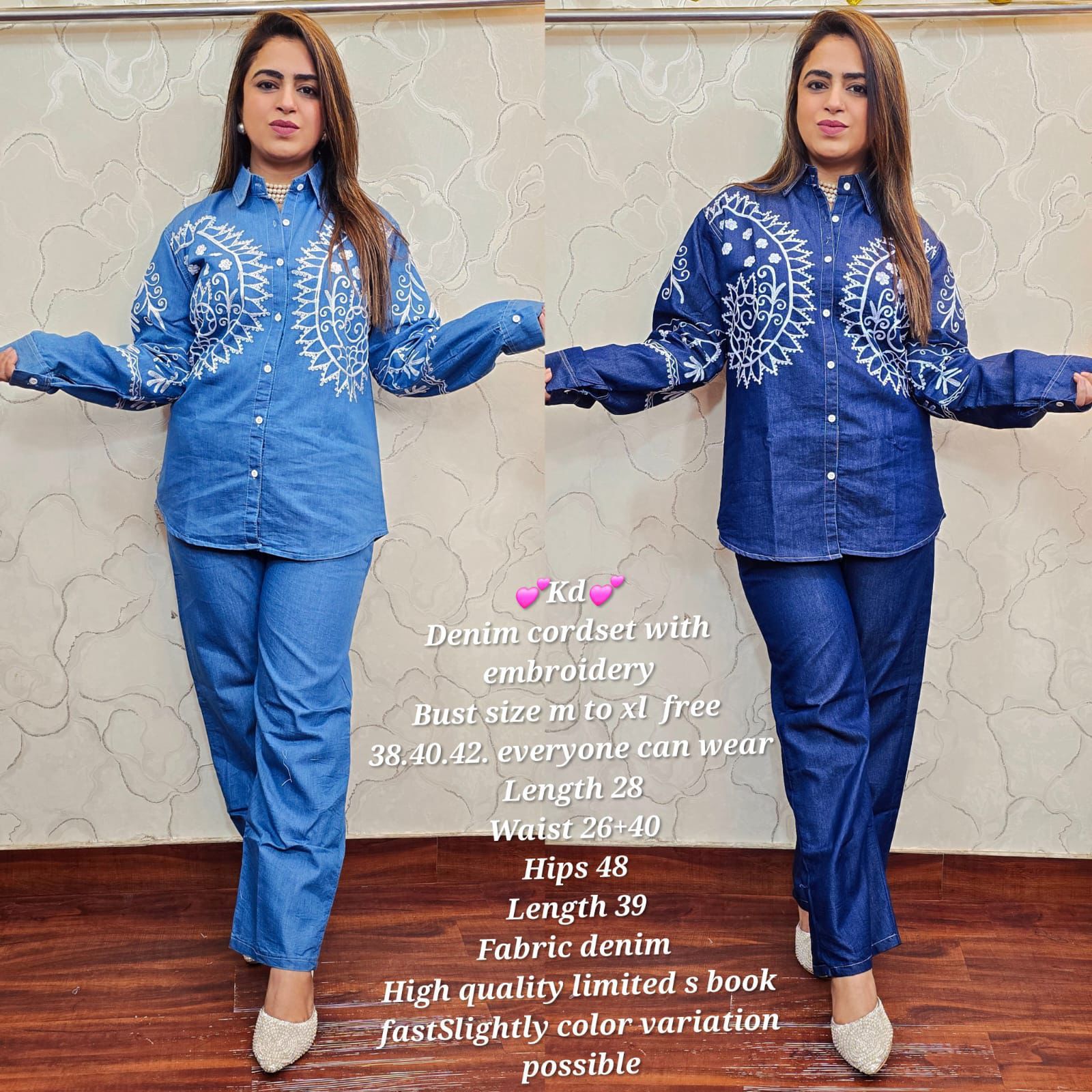 Denim Embroidered Chic Co-ord Set - Image 4