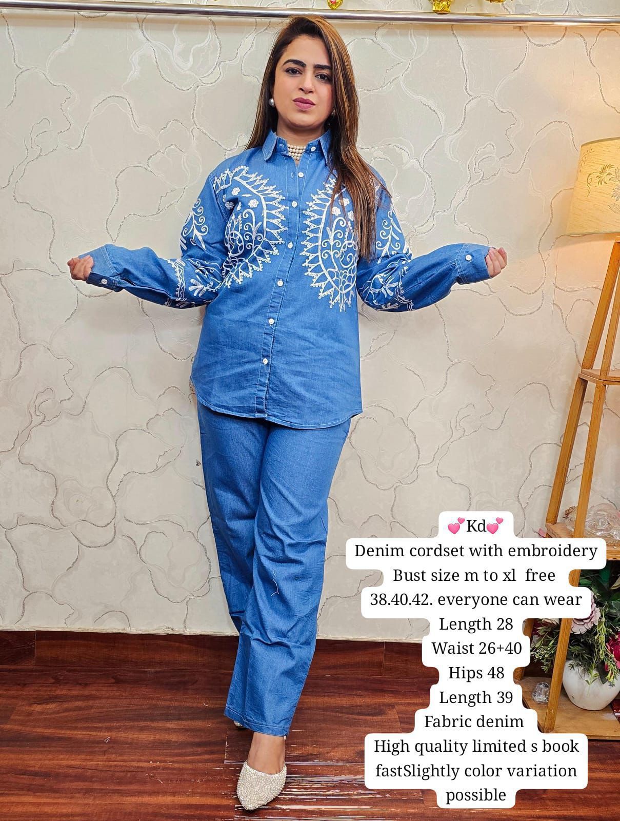 Denim Embroidered Chic Co-ord Set - Image 3