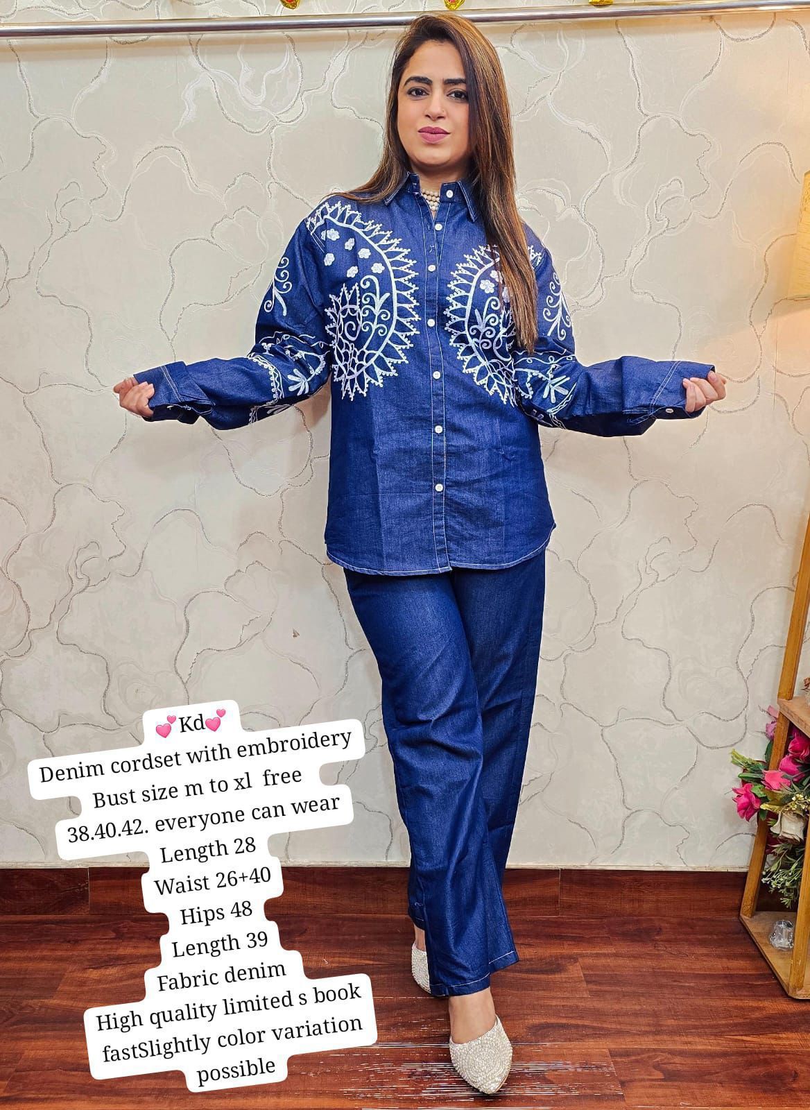 Denim Embroidered Chic Co-ord Set