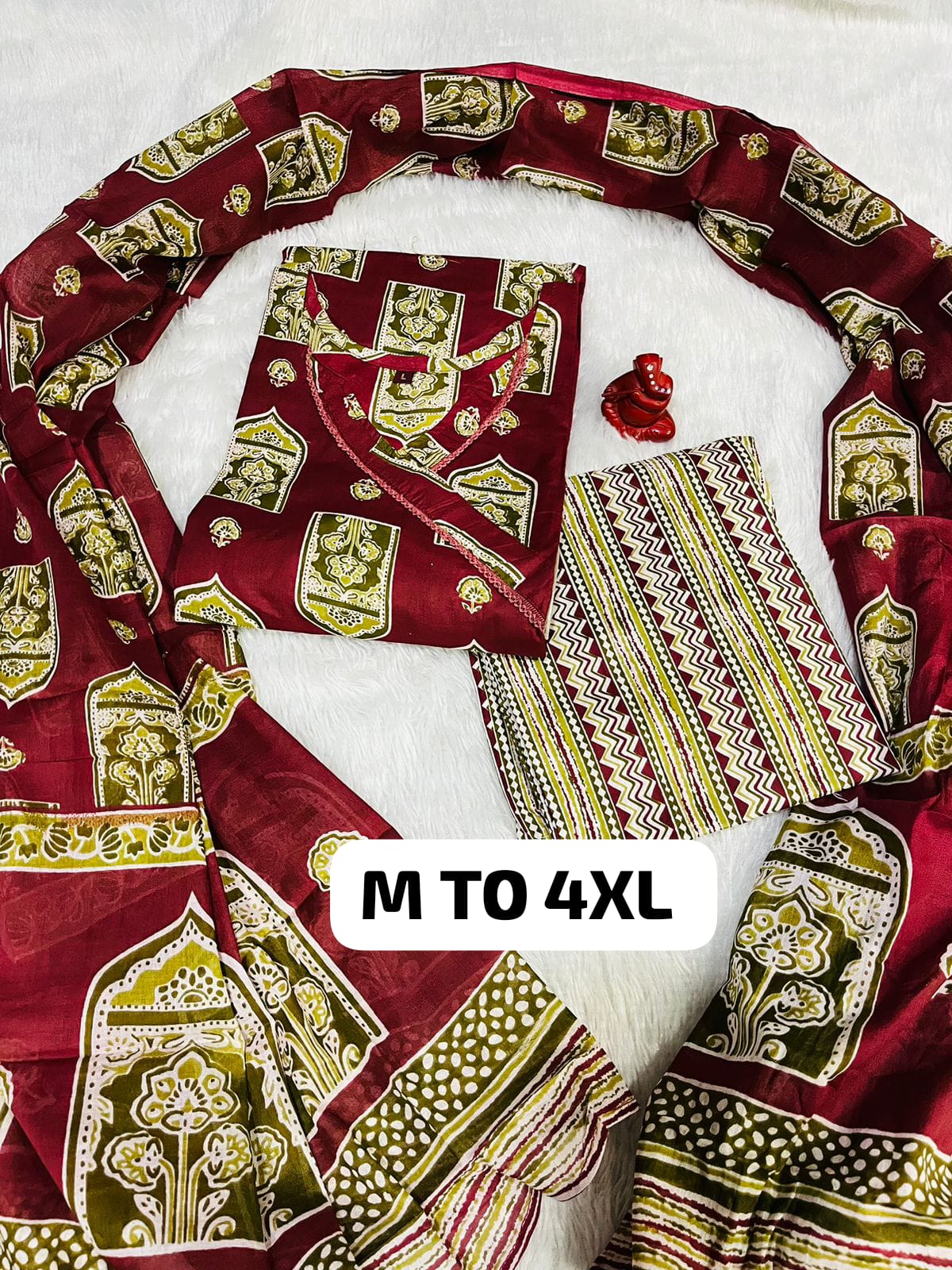 Royal Jaipuri Cotton Kurti Pant Dupatta Set - Image 16