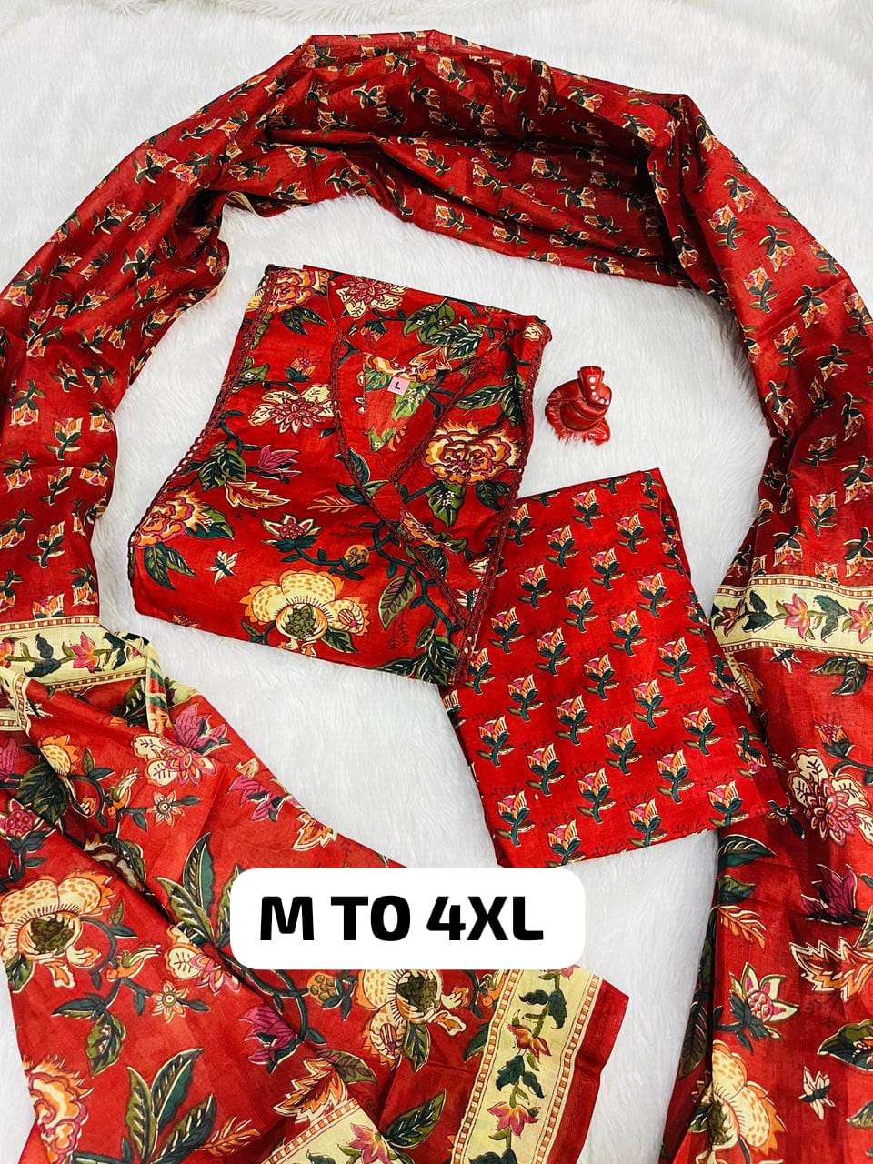 Royal Jaipuri Cotton Kurti Pant Dupatta Set - Image 22