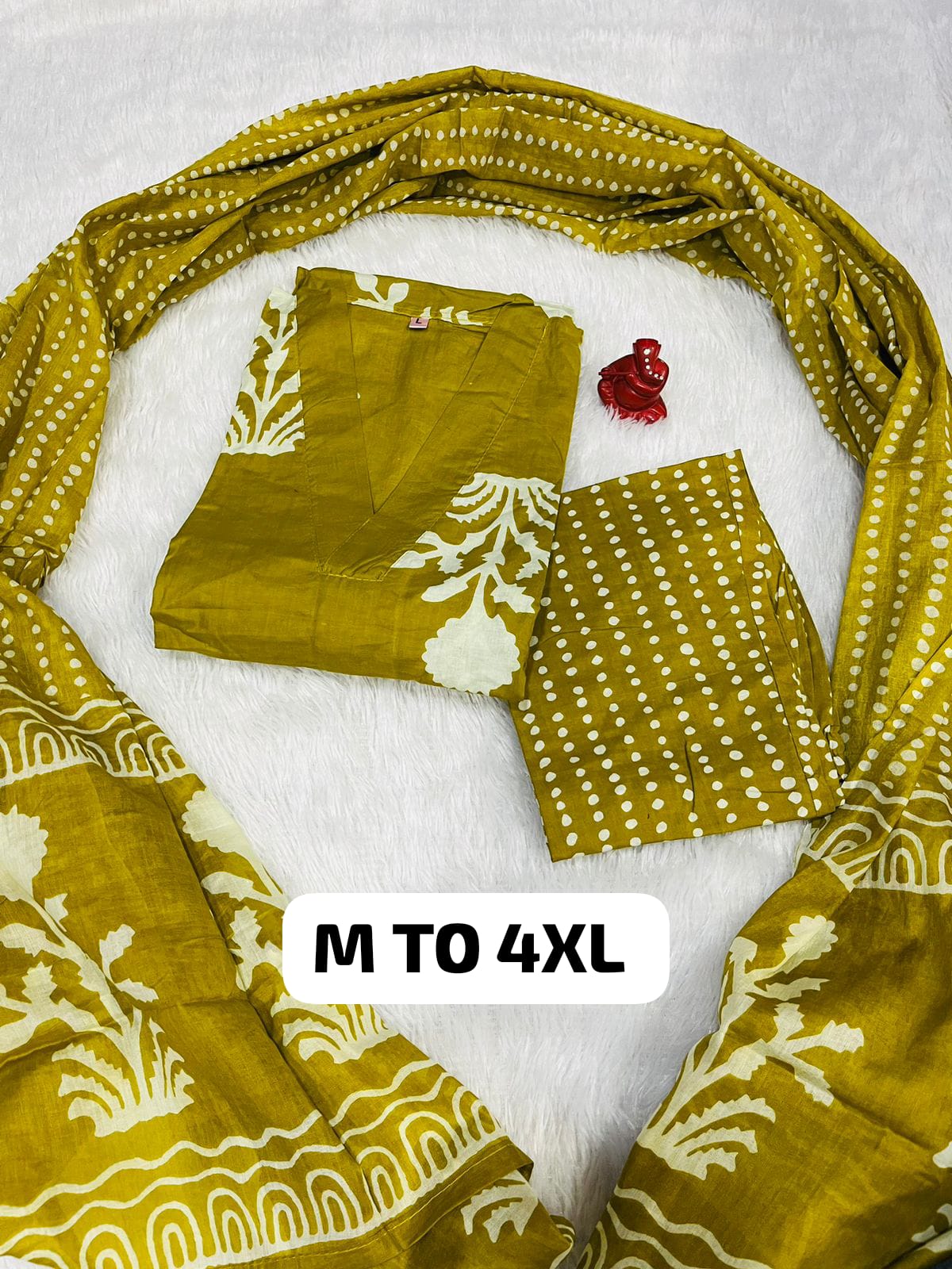 Royal Jaipuri Cotton Kurti Pant Dupatta Set - Image 17