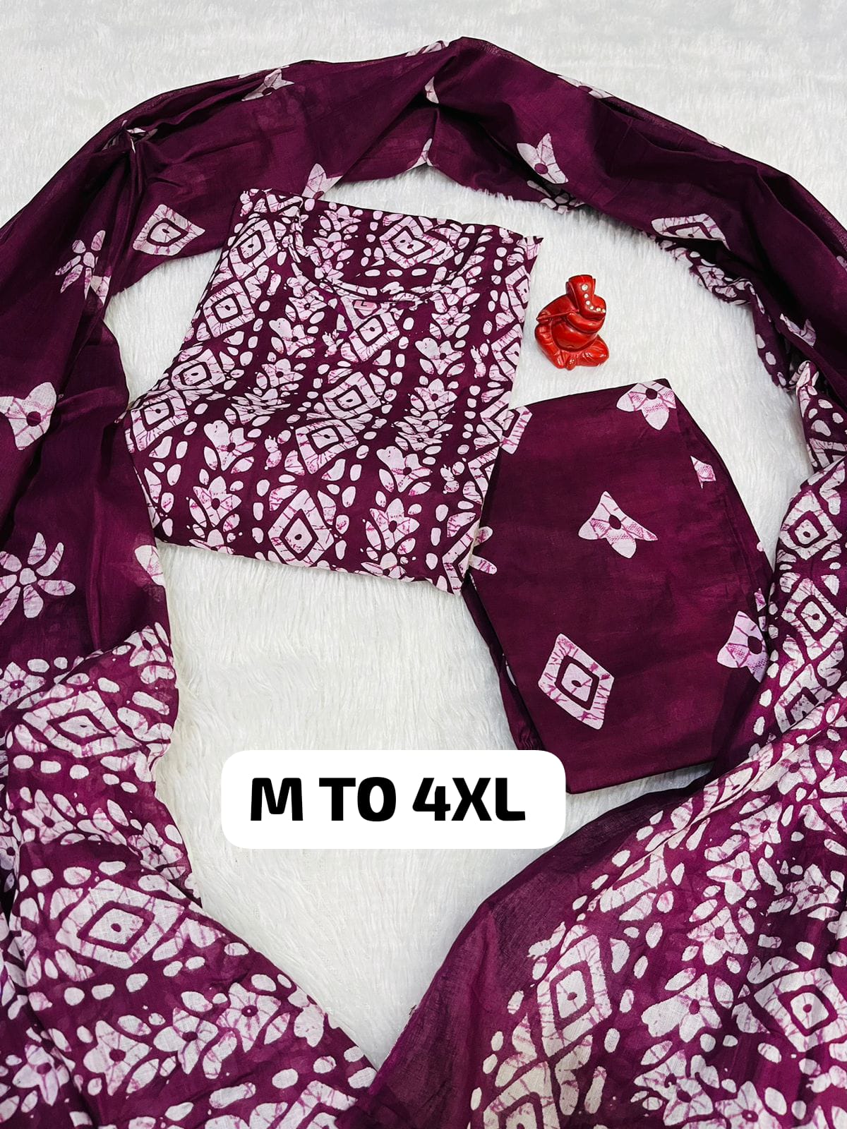 Royal Jaipuri Cotton Kurti Pant Dupatta Set - Image 10