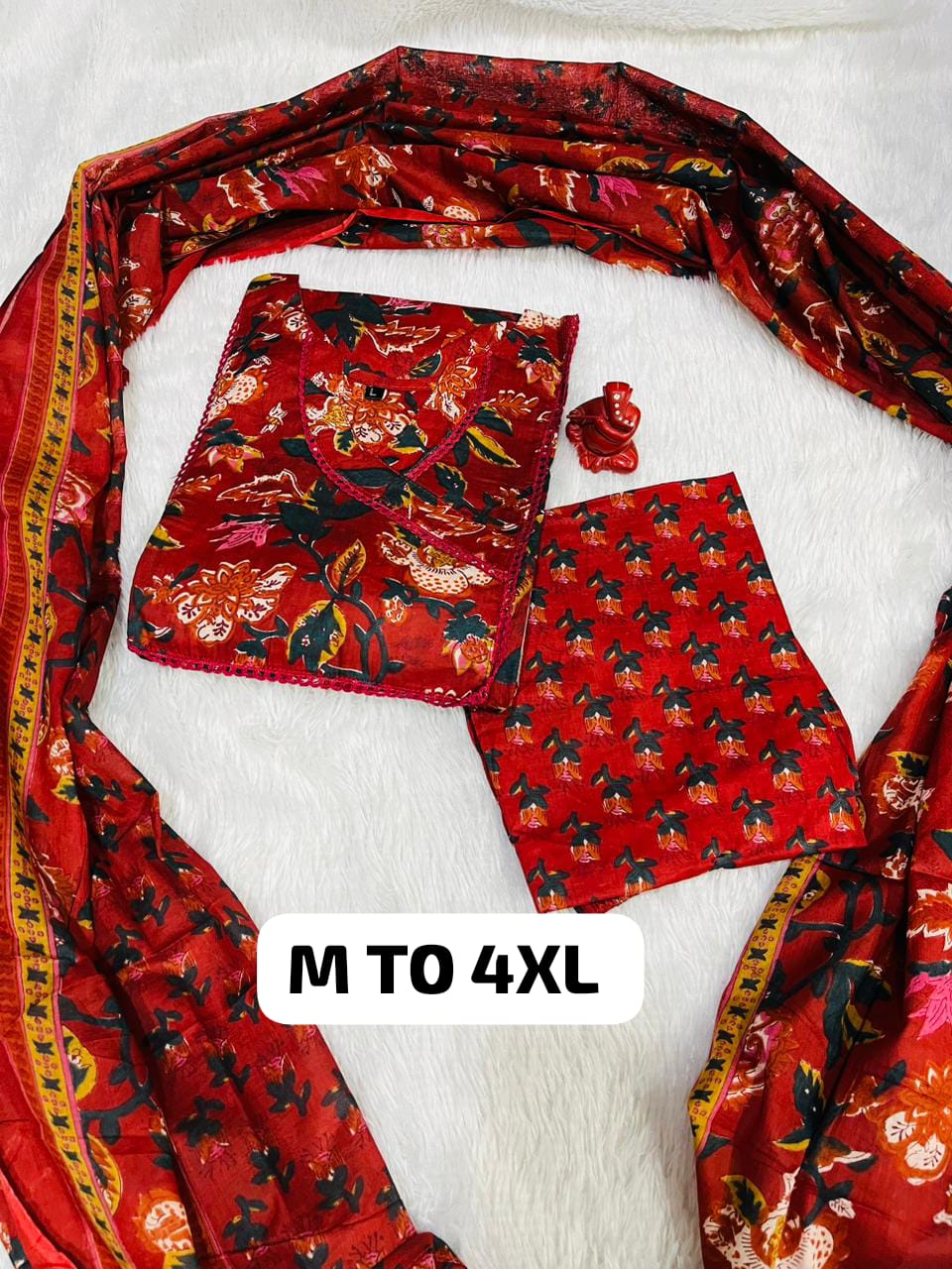 Royal Jaipuri Cotton Kurti Pant Dupatta Set - Image 12
