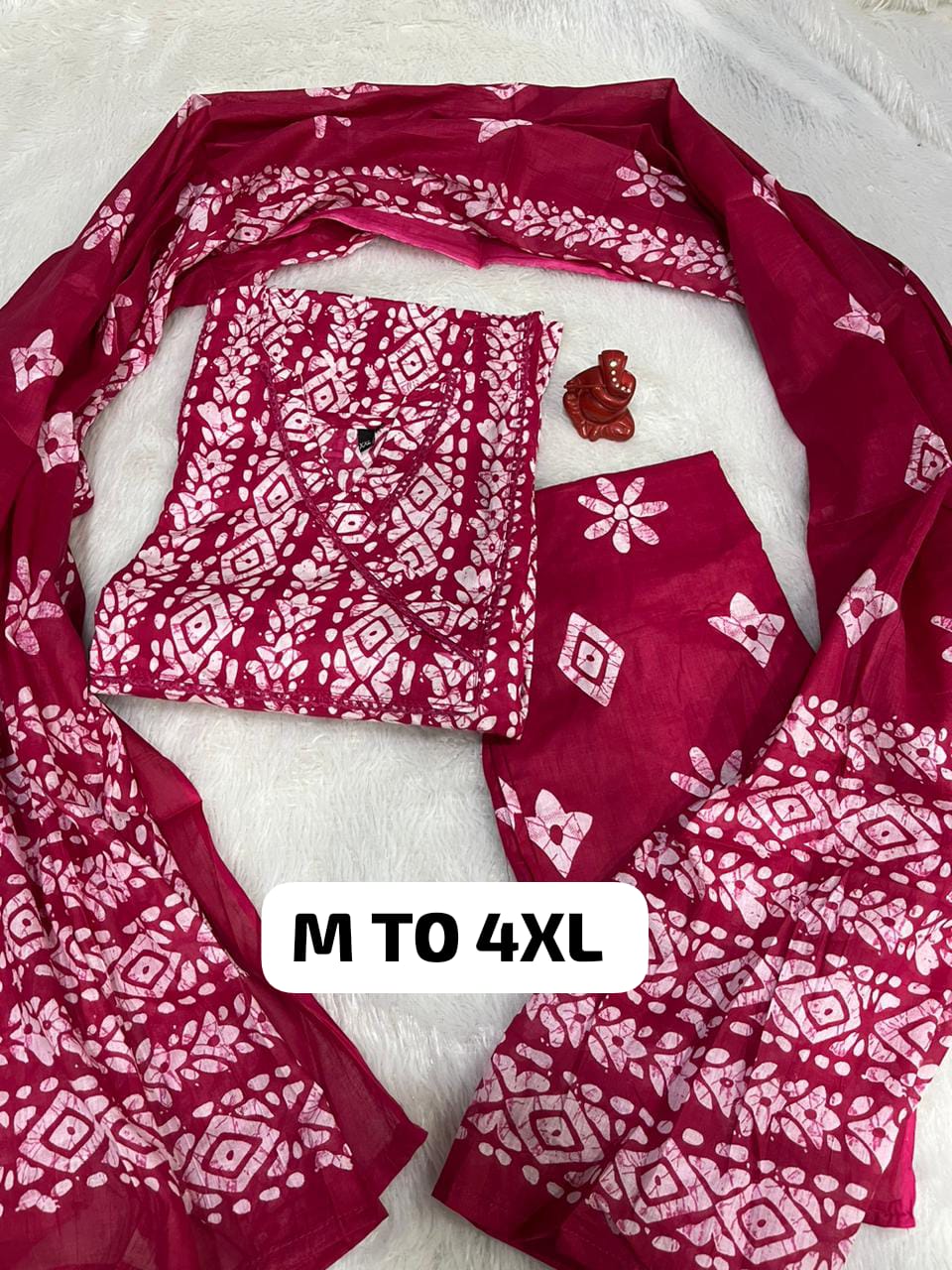 Royal Jaipuri Cotton Kurti Pant Dupatta Set - Image 11