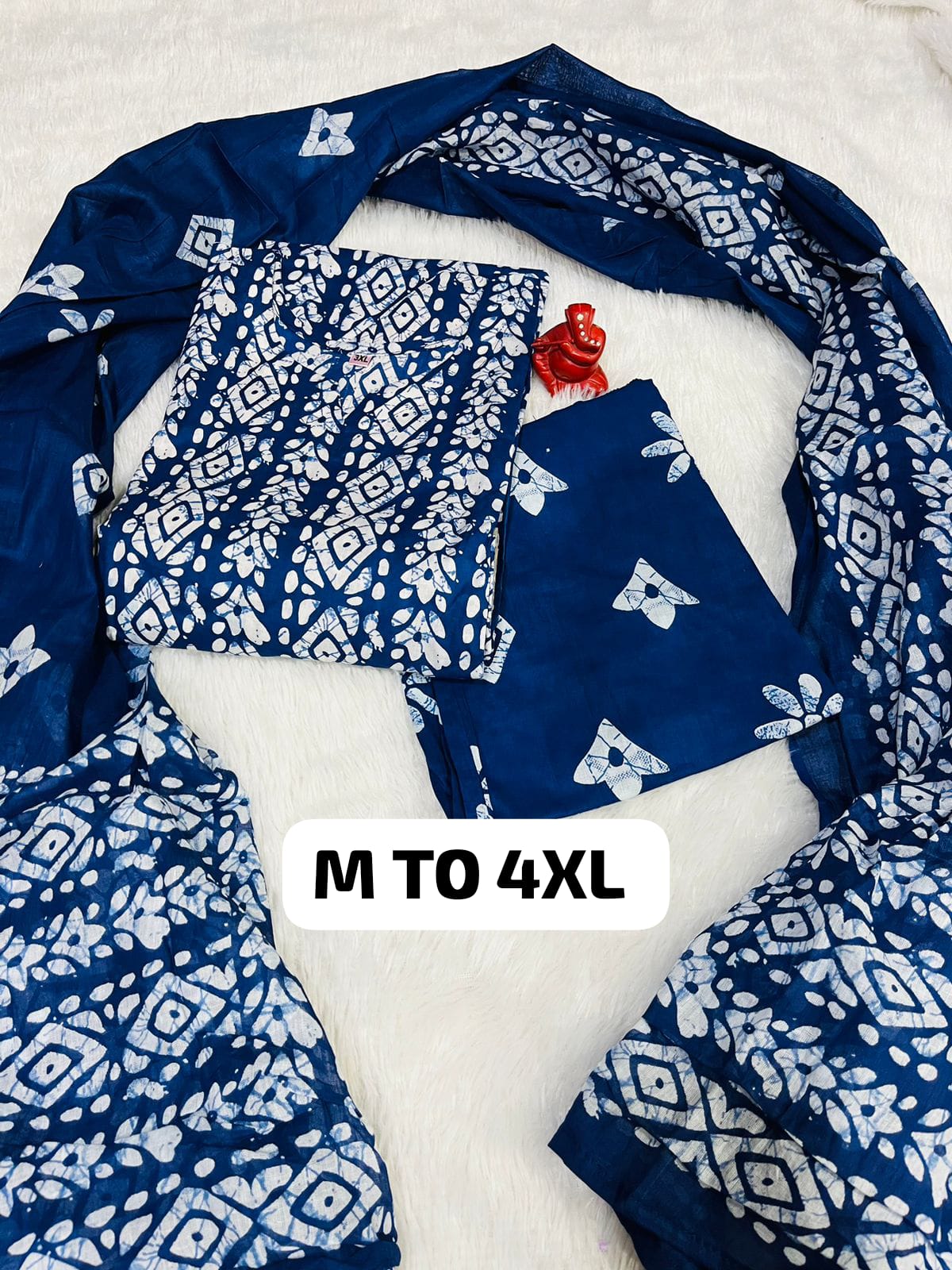 Royal Jaipuri Cotton Kurti Pant Dupatta Set - Image 6