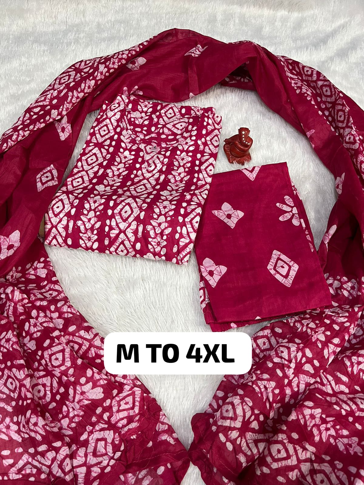 Royal Jaipuri Cotton Kurti Pant Dupatta Set - Image 9