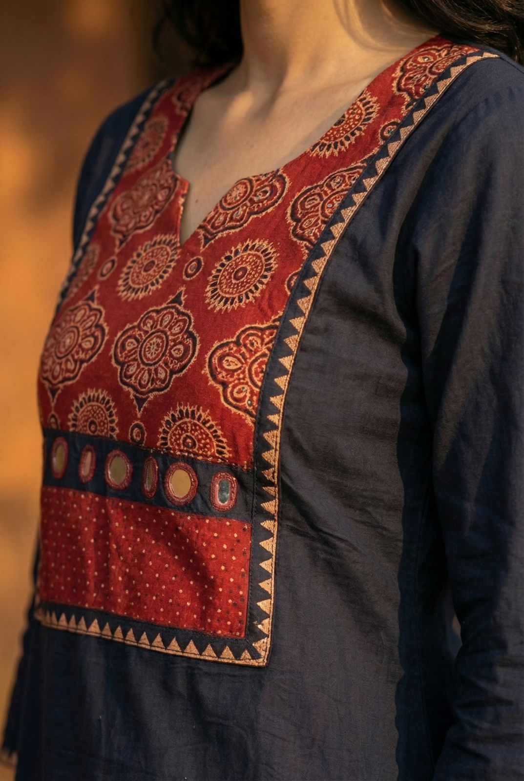 Mirror Grace Handblock Kurti Plazo Set - Image 7