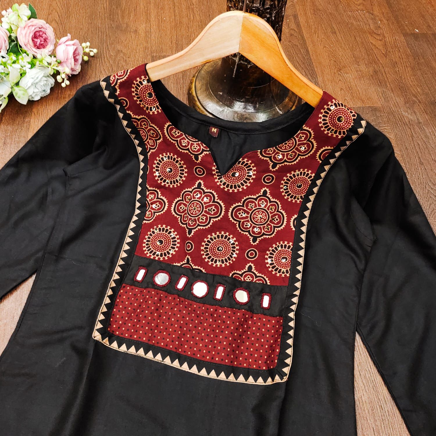 Mirror Grace Handblock Kurti Plazo Set - Image 3