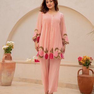 Workday Elegance Embroidered Cotton Co-ord Set