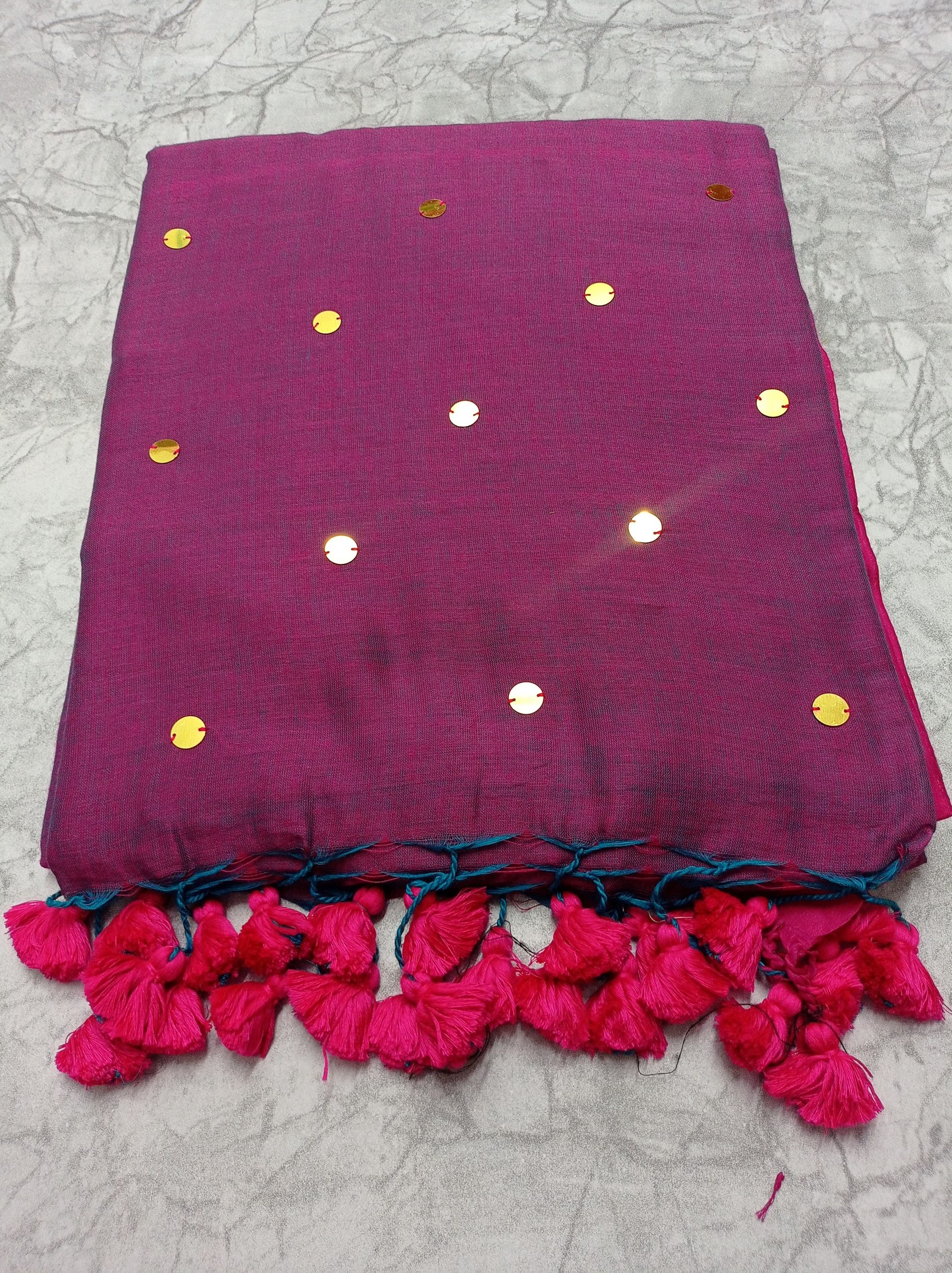 Heritage Khadi Cotton Mirror Work Handloom Saree - Image 18