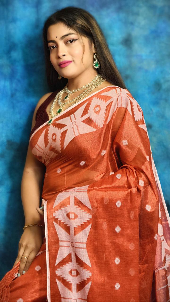 Royal Tissue Khadi Jacquard Handloom Saree - Image 19