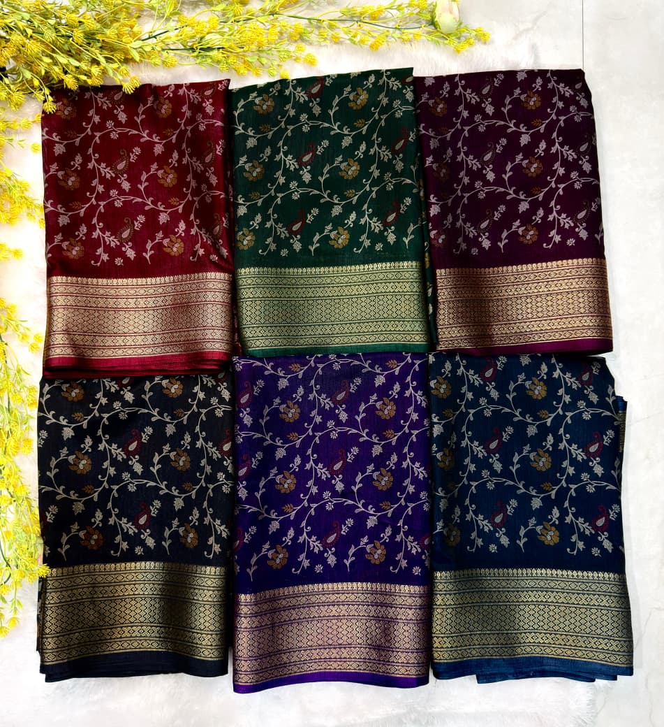 KD Bleck Dola Silk Kalamkari Hamsa Border Saree - Image 4