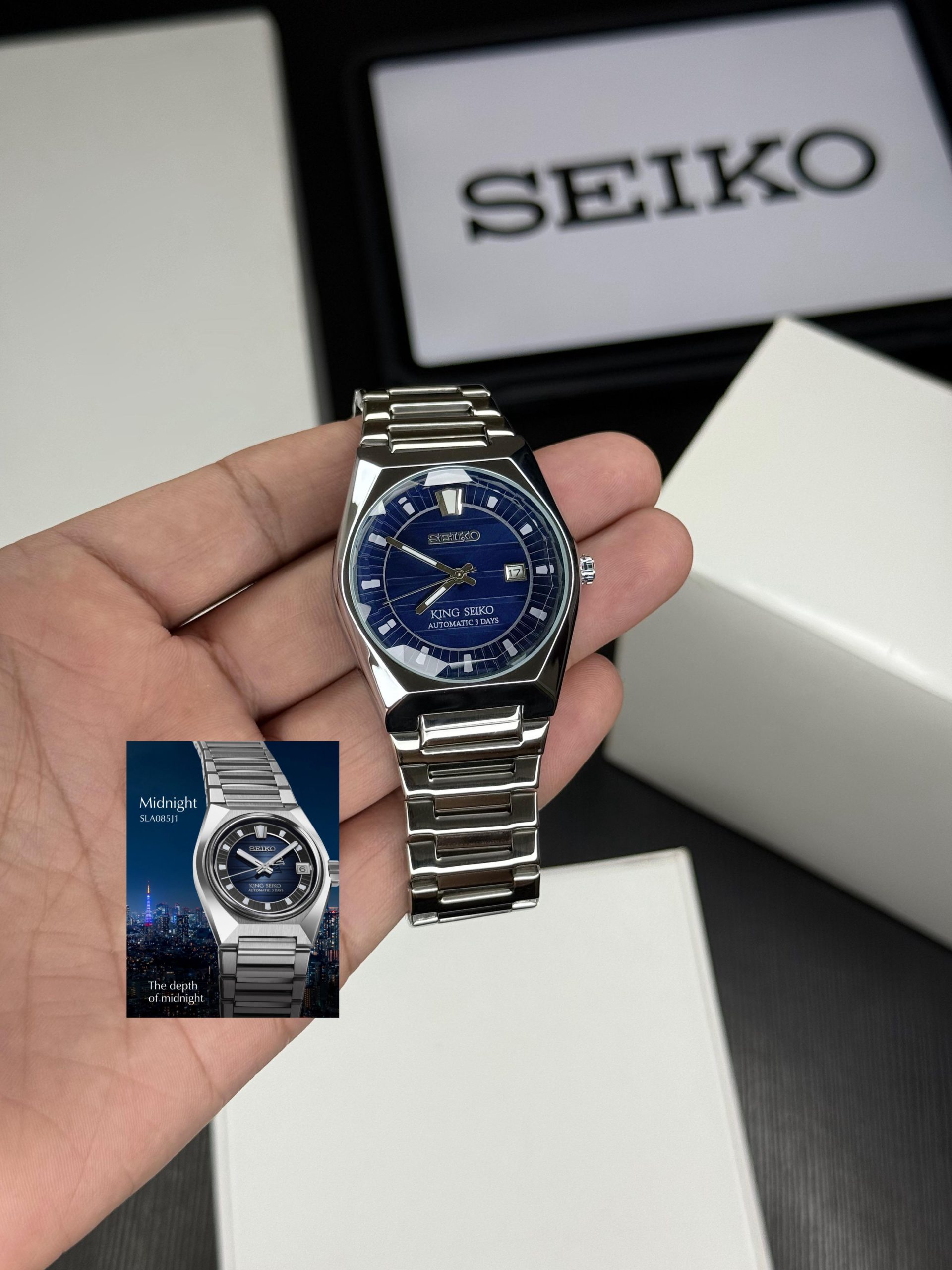 Seikoe Midnight Luxury Silver Strap Men’s Watch - Image 2