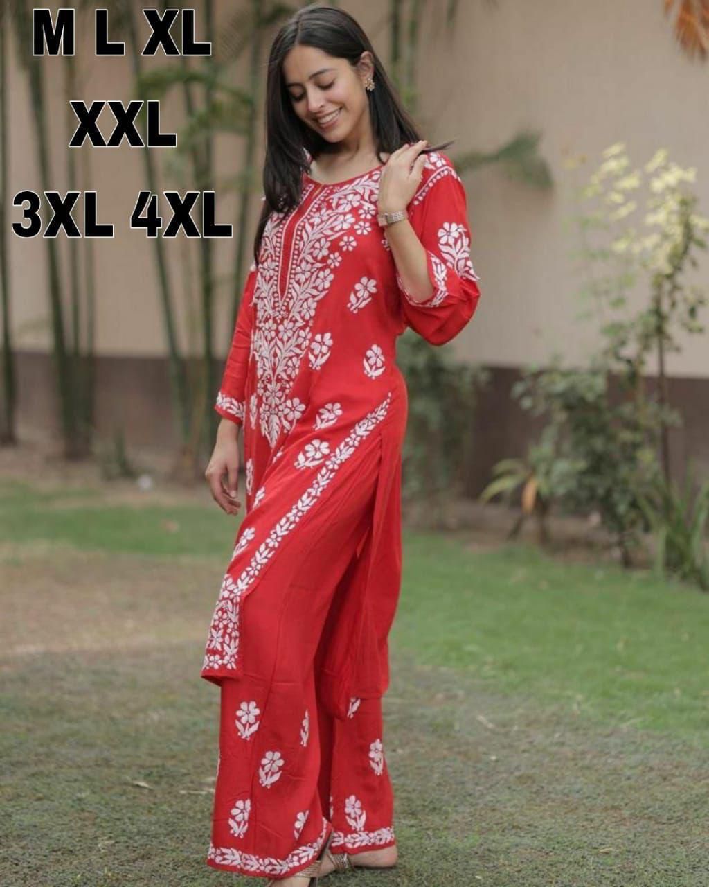 Premium Reyon Chikankari Top with Plazo Set - Image 5