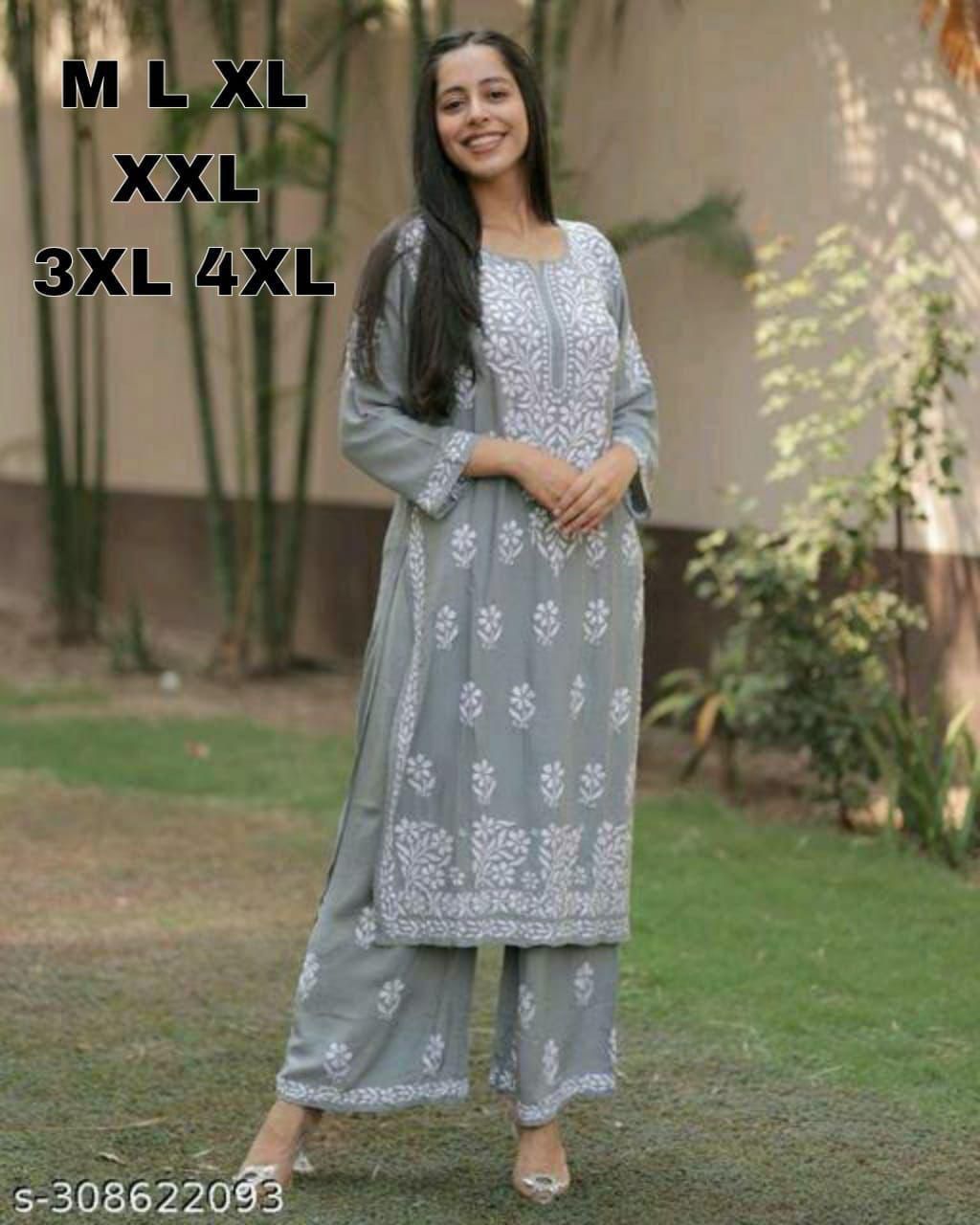 Premium Reyon Chikankari Top with Plazo Set - Image 6