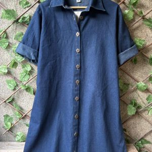 Classic Plus Size Denim Button-Down Tunic