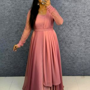 Royal Space Silk Beaded Party Wear Gown Set