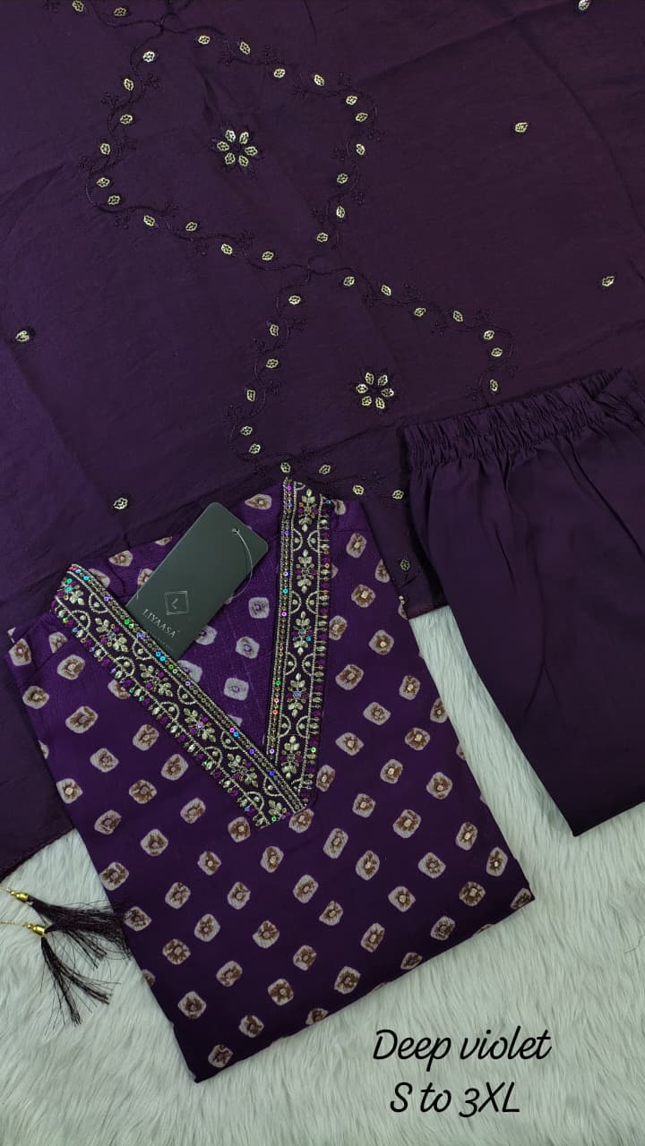 Royal Vatican Silk V-Neck Embroidered Kurti Set - Image 18
