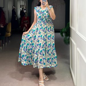 Sherrie Floral Maslin Silk Ethnic Frock