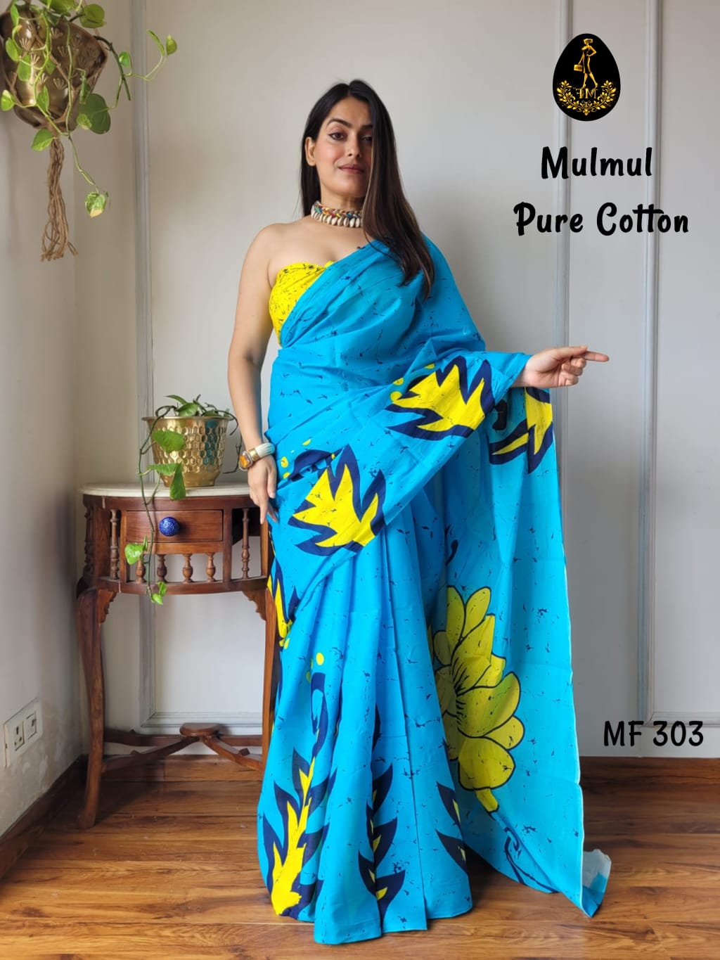 Bagru Hand Block Printed Mulmul Cotton Saree - Image 24