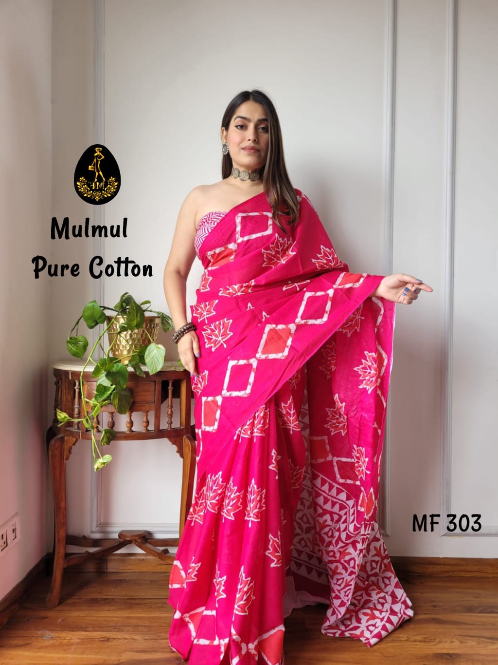 Bagru Hand Block Printed Mulmul Cotton Saree - Image 25
