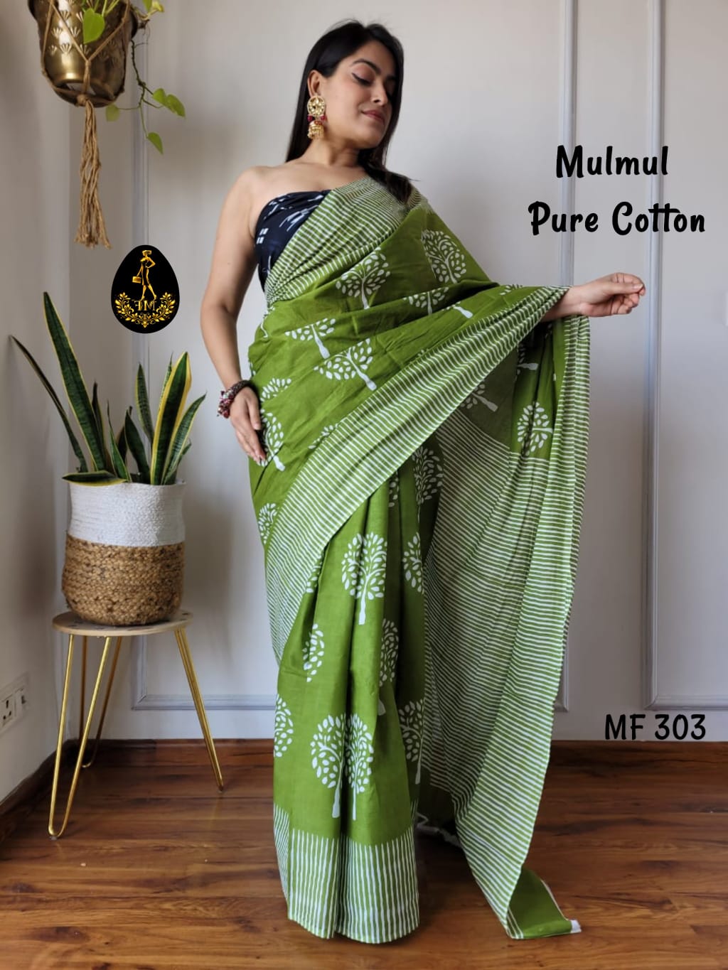 Bagru Hand Block Printed Mulmul Cotton Saree - Image 20