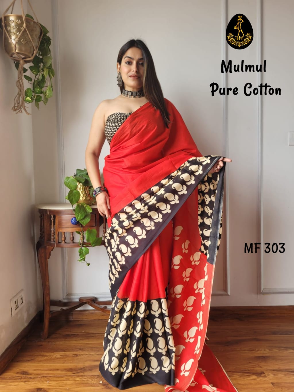 Bagru Hand Block Printed Mulmul Cotton Saree - Image 28