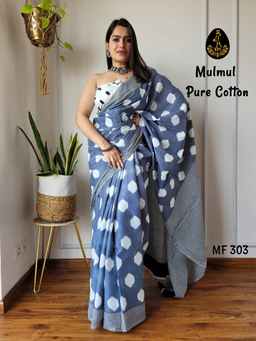 Bagru Hand Block Printed Mulmul Cotton Saree - Image 30