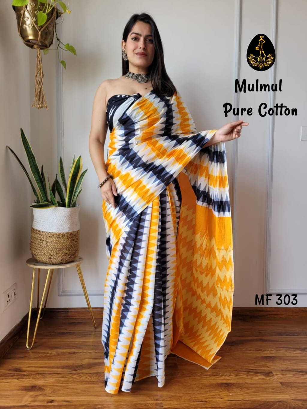 Bagru Hand Block Printed Mulmul Cotton Saree - Image 29