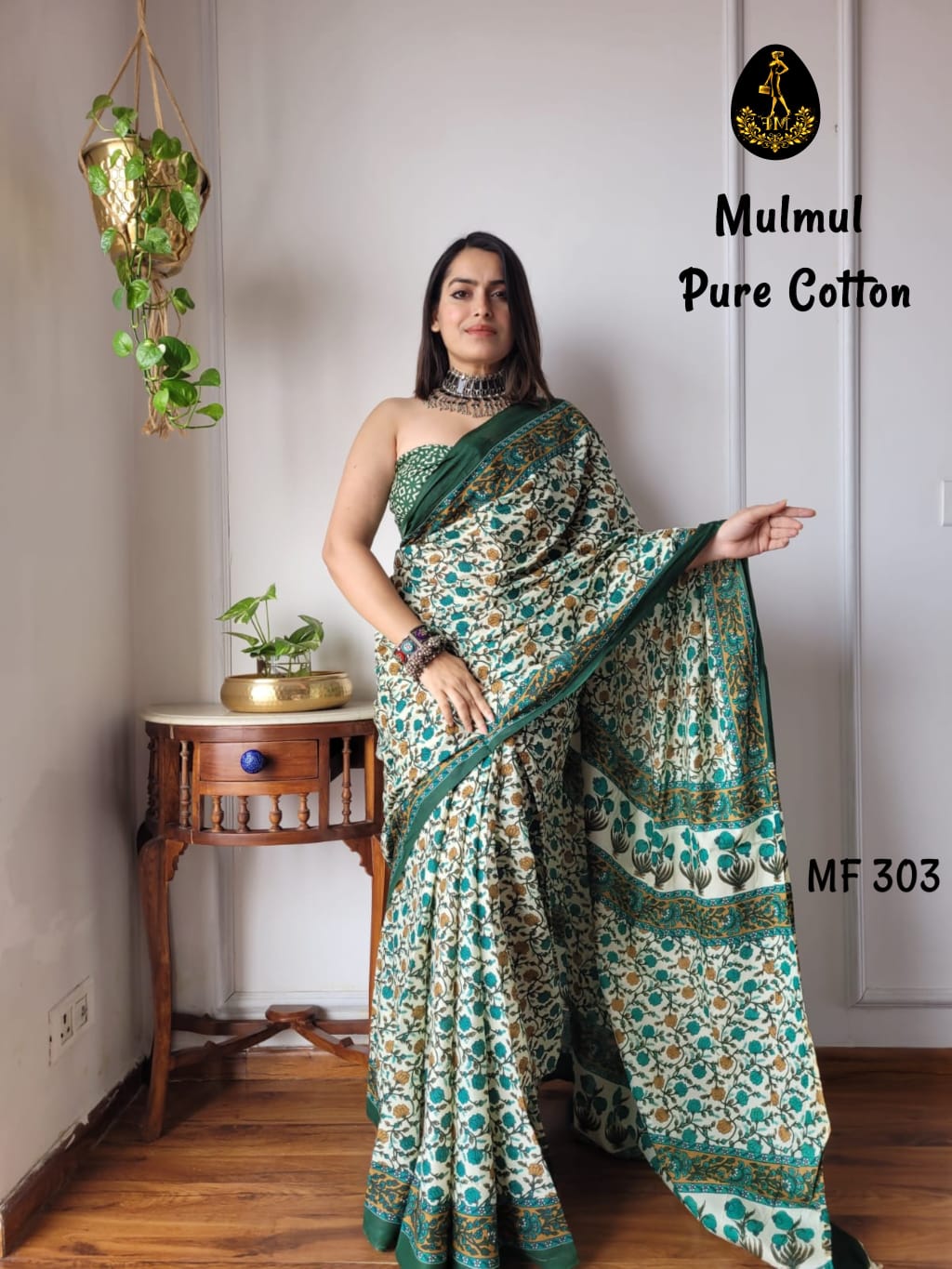 Bagru Hand Block Printed Mulmul Cotton Saree - Image 35