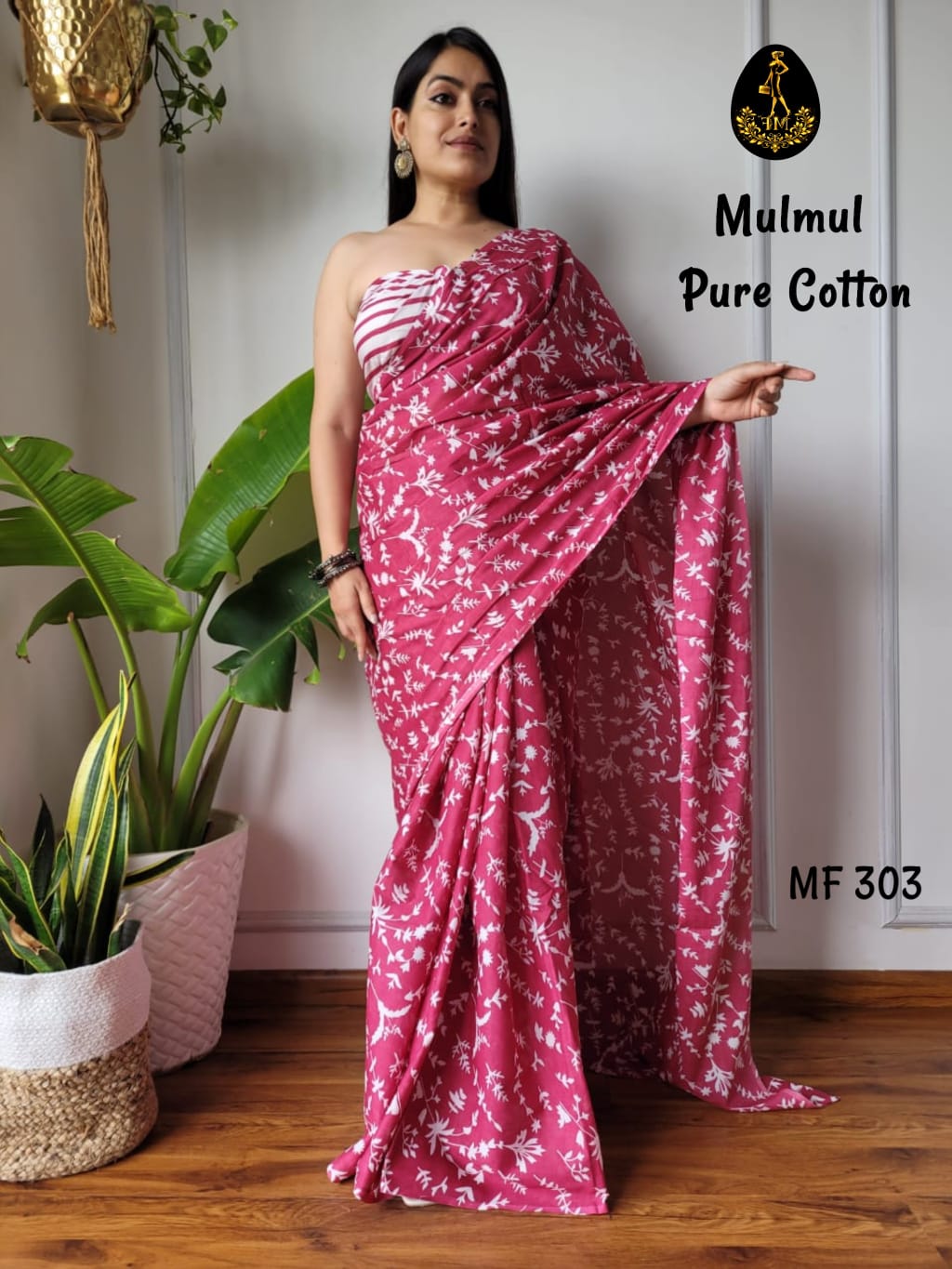 Bagru Hand Block Printed Mulmul Cotton Saree - Image 34