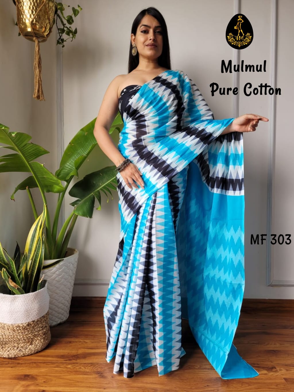 Bagru Hand Block Printed Mulmul Cotton Saree - Image 33