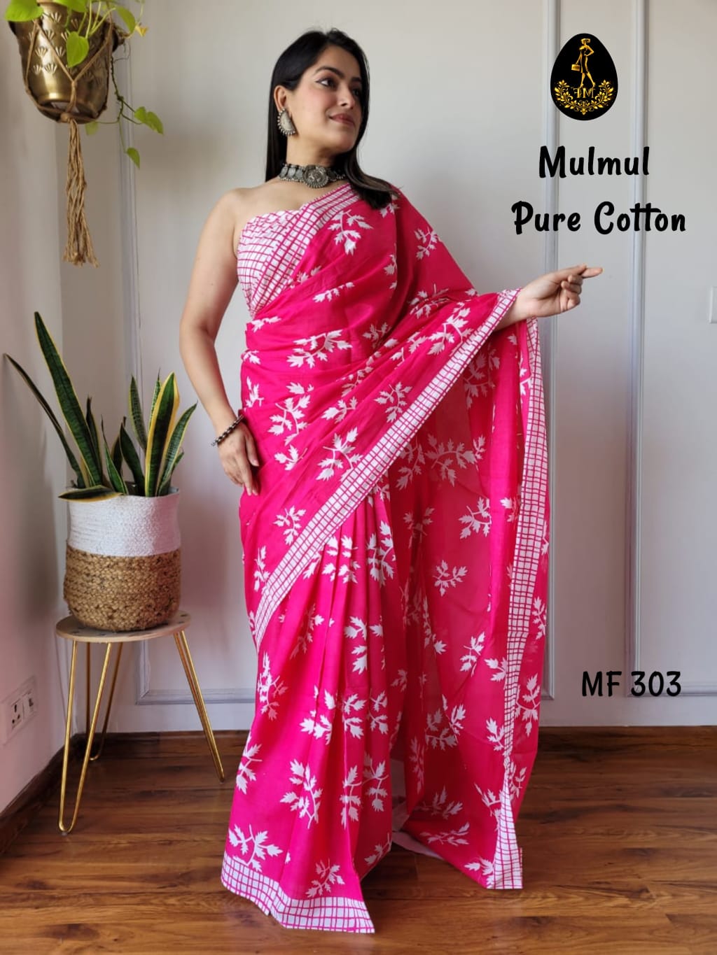 Bagru Hand Block Printed Mulmul Cotton Saree - Image 38
