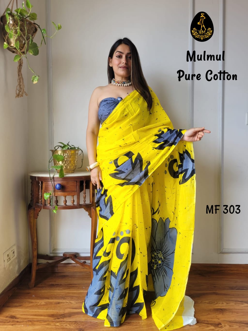 Bagru Hand Block Printed Mulmul Cotton Saree