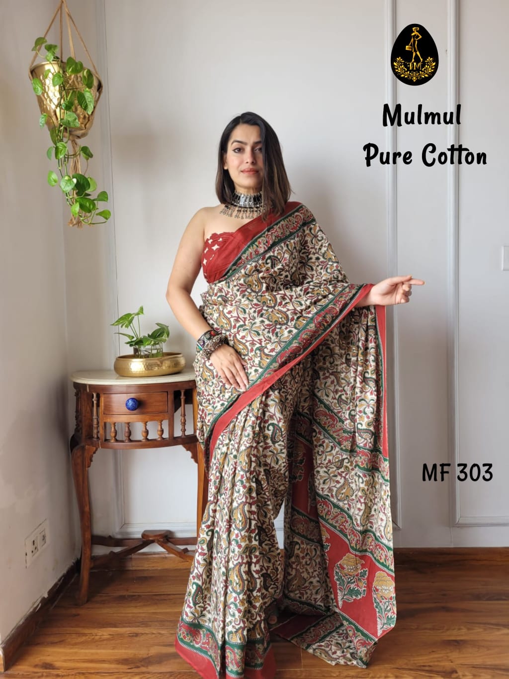 Bagru Hand Block Printed Mulmul Cotton Saree - Image 40