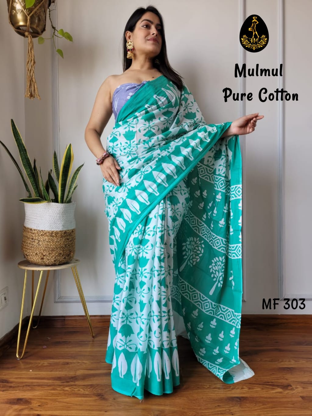 Bagru Hand Block Printed Mulmul Cotton Saree - Image 39