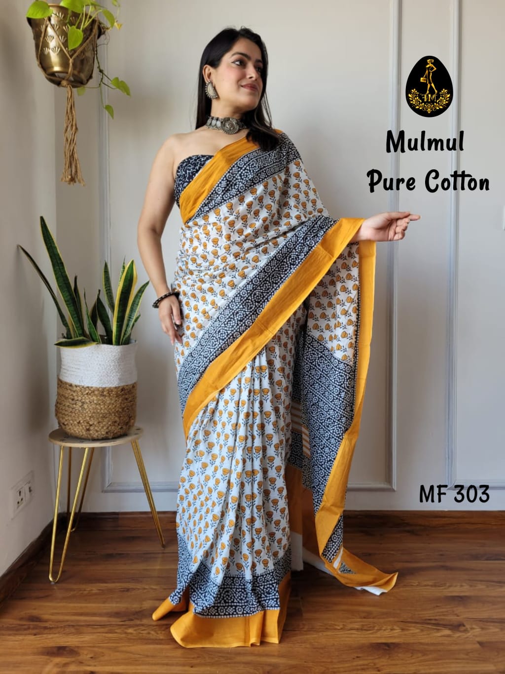 Bagru Hand Block Printed Mulmul Cotton Saree - Image 16