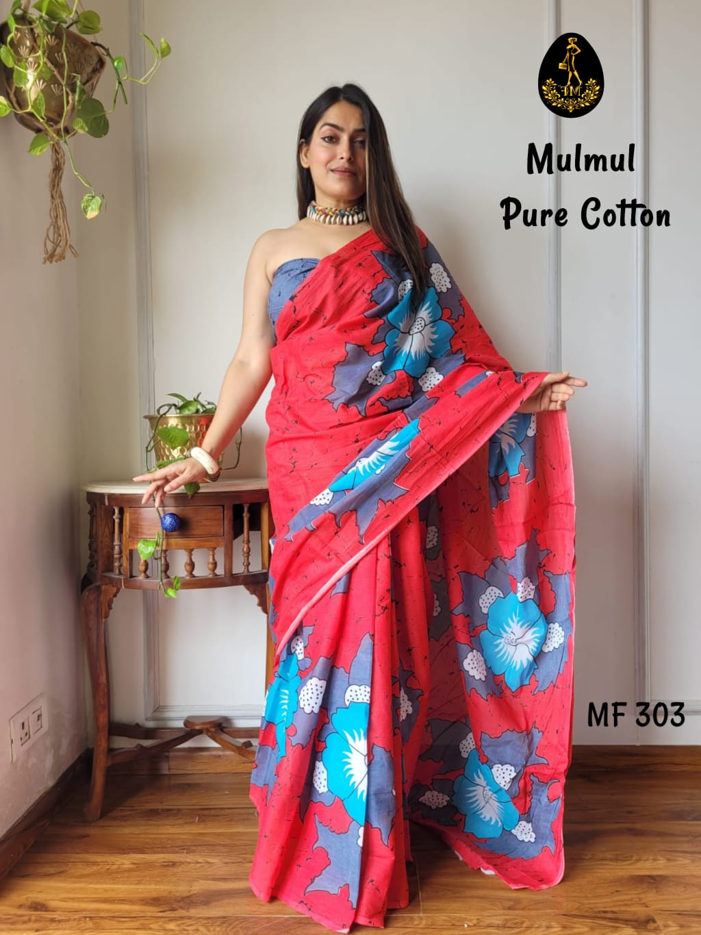 Bagru Hand Block Printed Mulmul Cotton Saree - Image 37