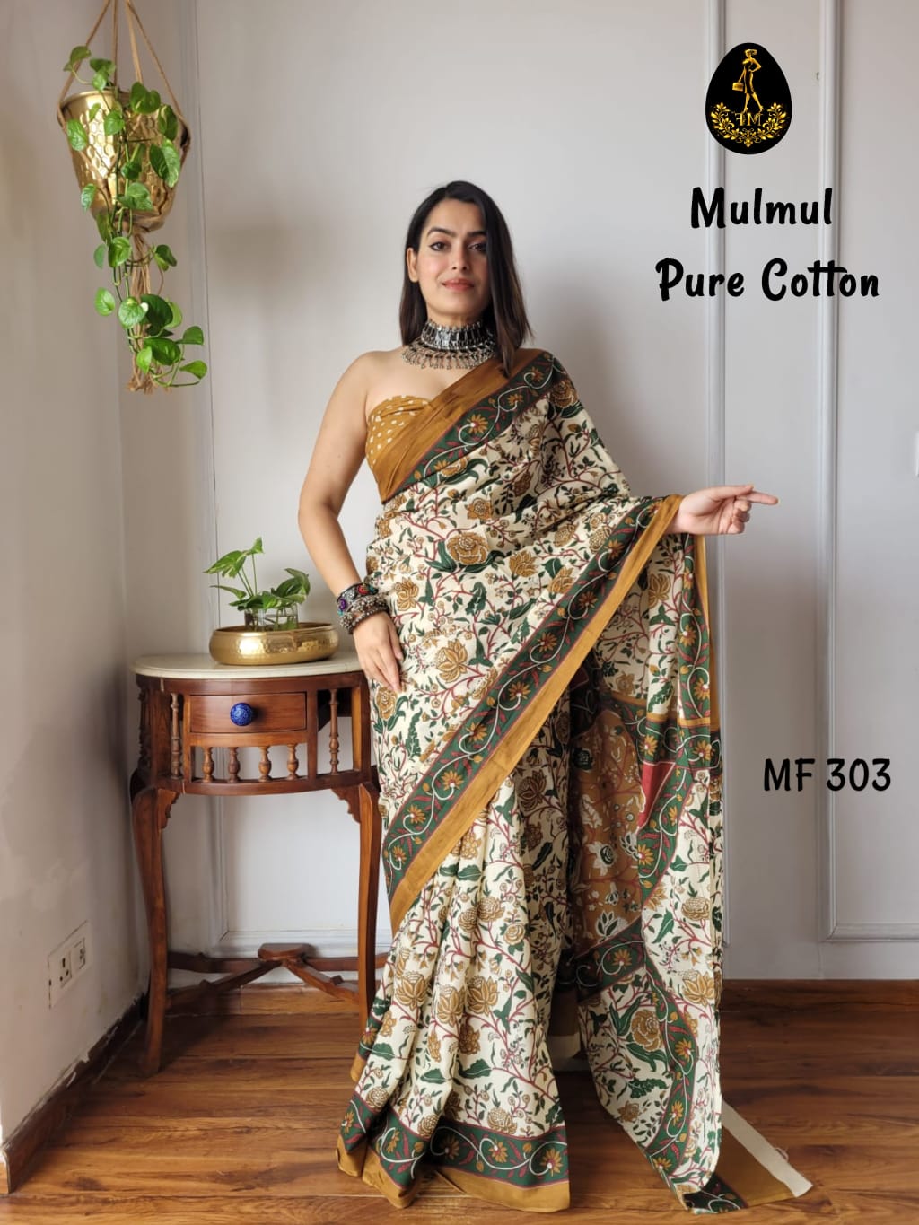 Bagru Hand Block Printed Mulmul Cotton Saree - Image 15