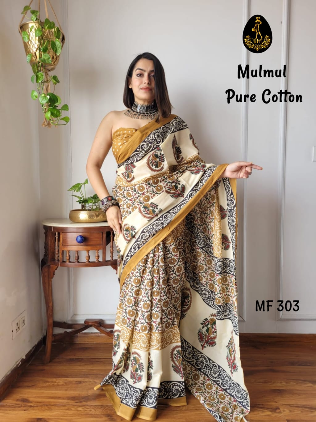 Bagru Hand Block Printed Mulmul Cotton Saree - Image 36