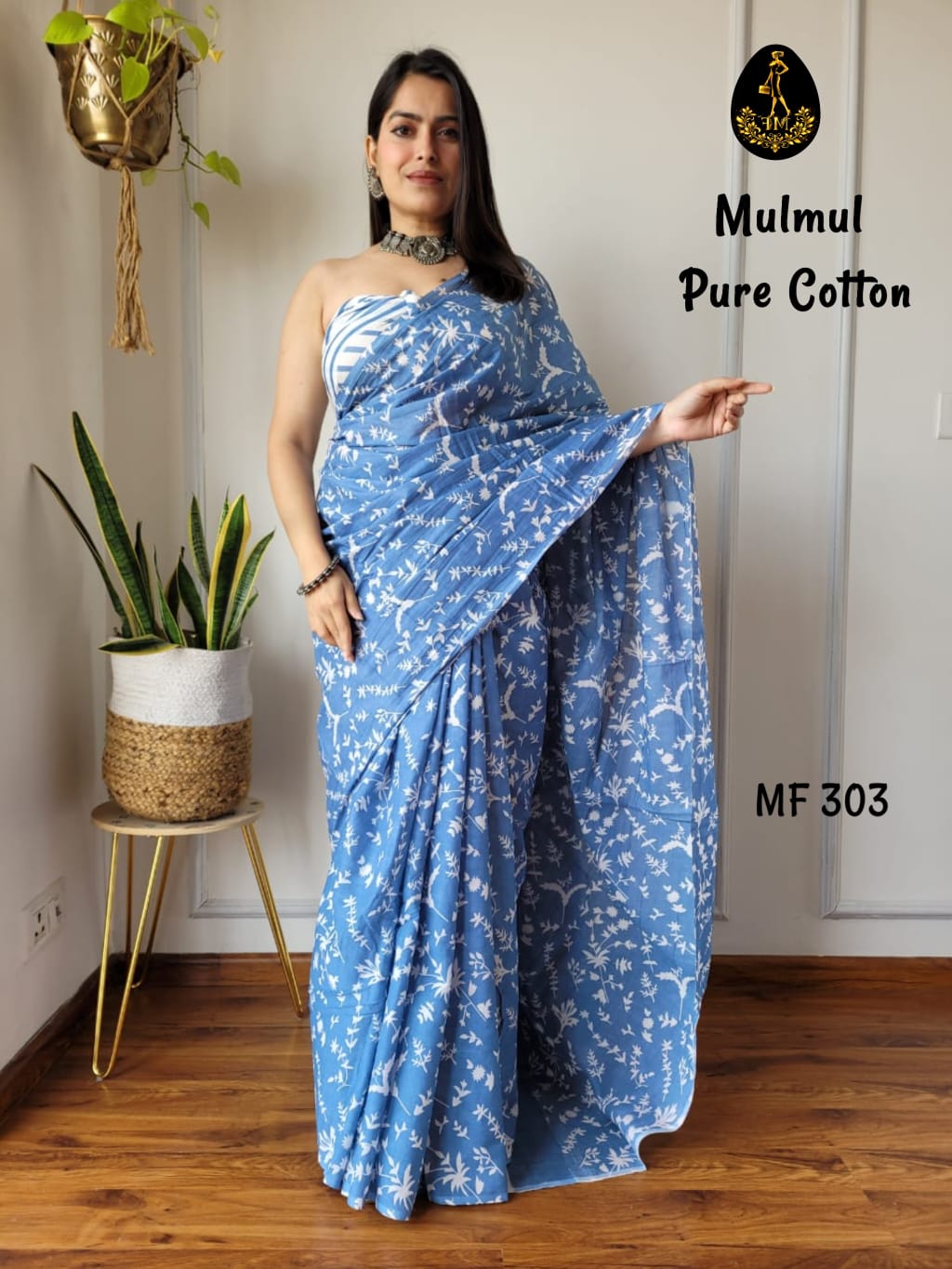Bagru Hand Block Printed Mulmul Cotton Saree - Image 11