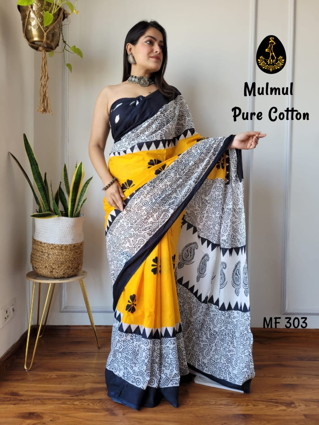 Bagru Hand Block Printed Mulmul Cotton Saree - Image 9