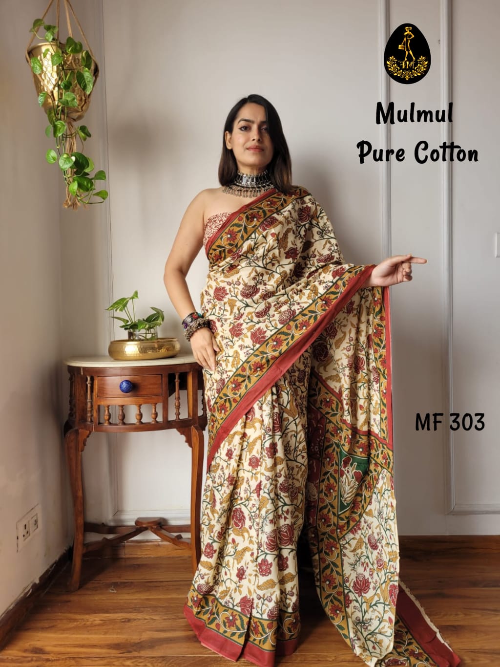 Bagru Hand Block Printed Mulmul Cotton Saree - Image 13